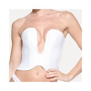 New SKIMS Bridal Satin Plunge Corset White Sz M CR-CRP-5409W NWT